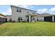 View of fenced backyard and the back of the house and covered porch at 1292 Cavender Creek Rd, Minneola, FL 34715