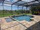 Screened-in pool area featuring a modern pool, a jacuzzi and water features, surrounded by brick pavers at 15900 Citrus Knoll Dr, Winter Garden, FL 34787
