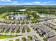 Aerial view showcasing a residential area with well-maintained homes and a large lake system nearby at 17996 Adrift Rd, Winter Garden, FL 34787