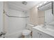 The bright bathroom features tub, shower, vanity, and modern fixtures for a sleek and modern space at 614 Orange Dr # 196, Altamonte Springs, FL 32701