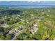 Overhead view showcasing a neighborhood filled with trees and a view of a serene lake at 815 E 11Th Ave, Mount Dora, FL 32757