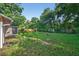 Large grassy backyard with mature trees and landscaping at 815 E 11Th Ave, Mount Dora, FL 32757