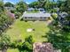 Aerial view of a fenced backyard, complemented by lush green grass and a tranquil, picturesque setting at 1011 W 13Th St, Lakeland, FL 33805