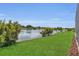 Lush green backyard with lake view, offering a serene and private outdoor space at 13232 Alderley Dr, Orlando, FL 32832