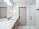 Beautiful bathroom featuring a glass enclosed shower, modern vanity, and stylish fixtures at 13735 Sw 73Rd St, Ocala, FL 34481
