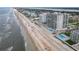Scenic aerial view of beachfront condos featuring beautiful beaches and multiple pools at 2055 S Atlantic Ave # 1410, Daytona Beach Shores, FL 32118