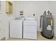 Clean and efficient laundry area featuring washer, dryer, and water heater at 3519 Amigos Ave, Orlando, FL 32808