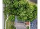 Top-down aerial shot of a building surrounded by parking, lush greenery, and sidewalks near a public roadway at 4018 August Ct, Casselberry, FL 32707