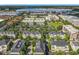 Community aerial view showcasing townhomes and condos near a lake offering serene living with mature trees at 4584 Virginia Dr, Orlando, FL 32814