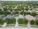 Aerial view of a quiet suburban neighborhood with mature trees and well-kept homes at 486 Shirley Dr, Apopka, FL 32712