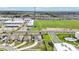 An aerial view of several homes shows off neighborhood amenities, a playground, and a community pool in the surrounding area at 785 Orchid Grove Blvd, Davenport, FL 33837