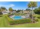 Community pool with lounge chairs, manicured landscaping, and palm trees at 1051 S Highland St # 7D, Mount Dora, FL 32757