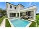 Backyard with pool, outdoor kitchen, and contemporary home design at 1733 Harmon Ave, Winter Park, FL 32789