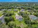 Aerial shot showing a house with screened pool surrounded by lush trees in a neighborhood at 1879 Odham Dr, Deltona, FL 32738
