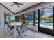 Enclosed patio with views of the pool, comfortable seating, and stylish decor at 1879 Odham Dr, Deltona, FL 32738