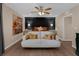 Main bedroom with decorative wall and ceiling fan at 4702 Shorecrest Dr, Orlando, FL 32817