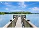 Picturesque view of a wooden dock extending into a calm lake, providing a peaceful retreat surrounded by nature at 5819 Covington Cove Way, Orlando, FL 32829