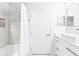 Bathroom features modern fixtures and a tub with marble tile at 6384 Raleigh St # 2214, Orlando, FL 32835