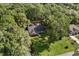 An aerial view showing this home nestled among mature trees on a large lot at 643 Princewood Dr, Deland, FL 32724