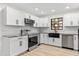 Updated kitchen features stainless appliances, granite countertops, white subway tile, and a black farmhouse sink at 643 Princewood Dr, Deland, FL 32724