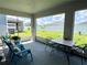 Screened patio with seating provides a comfortable outdoor living space at 7 Polermo Ave, St Cloud, FL 34771