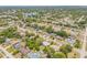 Wide aerial shot of suburban neighborhood with mature trees, homes, and tree-lined streets at 879 Tamerlane St, Deltona, FL 32725