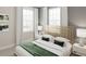 Cozy bedroom with a large bed, neutral walls, modern lighting, and two windows at 1896 Seawall Way, Celebration, FL 34747