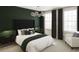 Elegant bedroom with a large bed, dark accent wall, modern lighting, and two windows at 1896 Seawall Way, Celebration, FL 34747