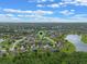 Sweeping aerial view highlighting the community layout, close proximity to a lake, and local amenities at 3640 Sail Harbor Dr, Kissimmee, FL 34746