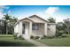 Charming single-story home with a blue front door, well-manicured lawn, and tropical landscaping at 528 Green Tracker Ave, Clermont, FL 34715