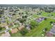Aerial view showcases a neatly arranged residential area with green spaces, well-kept lawns and orderly streets at 857 Marquis Ct, Kissimmee, FL 34759