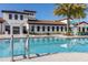 Community pool with clubhouse in background and clear water, steps to enter at 8912 Rhodes St, Kissimmee, FL 34747