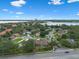 Aerial shot of a neighborhood with lush greenery and a glimpse of the lake at 9324 Carolview Way, Orlando, FL 32836