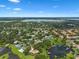 A sprawling aerial view showcasing a neighborhood with lake access at 9324 Carolview Way, Orlando, FL 32836