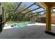 A view of a sparkling pool with a jacuzzi in a screened-in enclosure, perfect for relaxation and entertaining at 1129 Royal Ridge Dr, Davenport, FL 33896