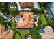 Overhead shot of home with a terracotta roof, swimming pool, and patio at 1274 Prince Ct, Lake Mary, FL 32746
