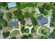 Aerial view of a community with lush landscaping, tennis court and swimming pool at 202 Riverview Dr, Longwood, FL 32779