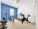 Bright home gym featuring weight training equipment, treadmill, and exercise bike for a complete workout at 2274 Foliage Oak Ter, Oviedo, FL 32766