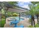 Backyard featuring a sparkling pool, hot tub, and covered pergola with seating at 2312 S Summerlin Ave, Orlando, FL 32806