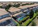 Aerial view of homes with screened in pools and lush landscaping and terra cotta colored roofs at 9023 Shadow Mountain St, Davenport, FL 33896
