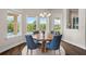 Cozy breakfast nook with pool views, hardwood floors and modern chandelier at 16412 Good Hearth Blvd, Clermont, FL 34711