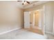 Bedroom featuring a ceiling fan, neutral colors, and carpet flooring at 207 Spalding Way, Deland, FL 32724