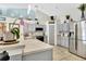 Modern kitchen featuring stainless steel appliances, gray cabinets, a breakfast bar and ample counter space at 2919 Foraker Way, Kissimmee, FL 34758