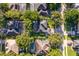 A quiet neighborhood is presented in this aerial view with mature trees at 394 Baymoor Way, Lake Mary, FL 32746