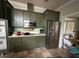Functional kitchen with stainless steel appliances and olive green cabinets, ready for customization at 6230 Cranberry Dr, Port Orange, FL 32127