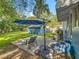 Backyard area with a patio, umbrella, and a view of the garage at 1642 Mount Vernon St, Orlando, FL 32803