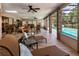 Wide shot of a screened-in patio showing a view of the pool, tables and a variety of seating at 6226 Wynfield Court, Orlando, FL 32819