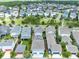 An aerial view of a residential neighborhood featuring a grid layout, diverse home styles, and well-maintained lawns at 8290 Nemours Pkwy, Orlando, FL 32827