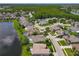 An aerial view of a residential area with water view homes and well-manicured lawns at 106 Winghurst Blvd, Orlando, FL 32828