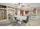 Dining area featuring a modern white table, stylish gray chairs, and custom built-in shelving at 209 7Th S St, Haines City, FL 33844
